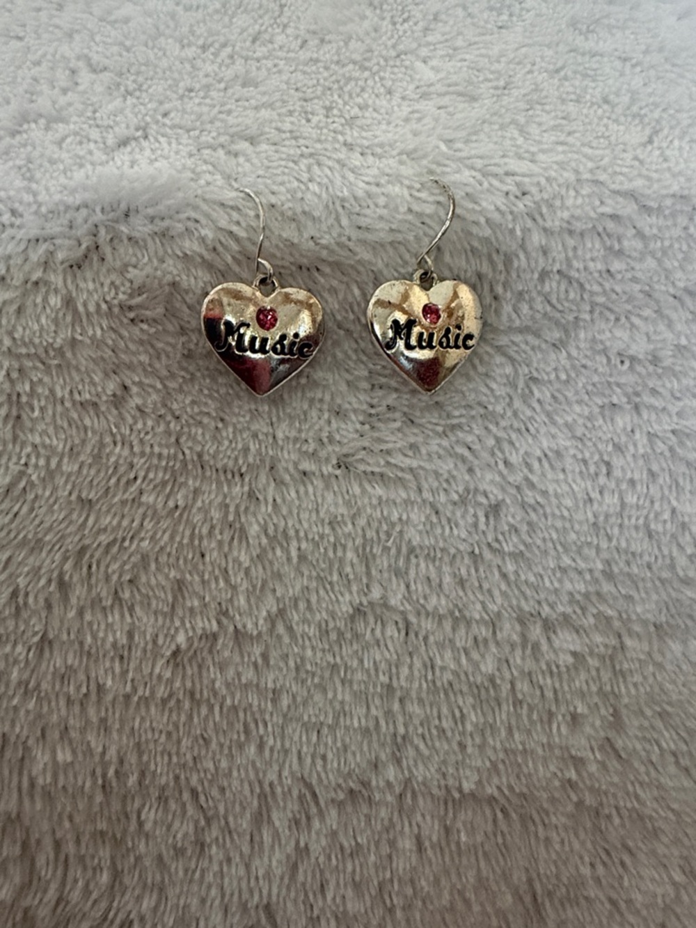 Heart Dangle Earrings with Pink Stone - Disney
